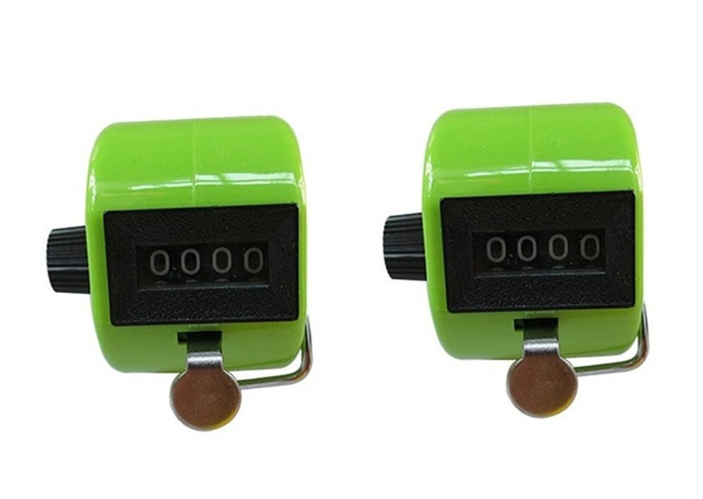 Jackie Pack of 2 Handheld 4 Digit Number Counter Mechanical Tally Lap Tracker Manual Clicker Green