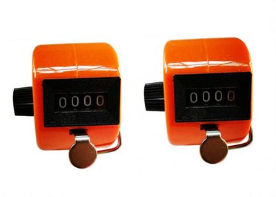 Jackie Pack of 2 Handheld 4 Digit Number Counter Mechanical Tally Lap Tracker Manual Clicker Orange