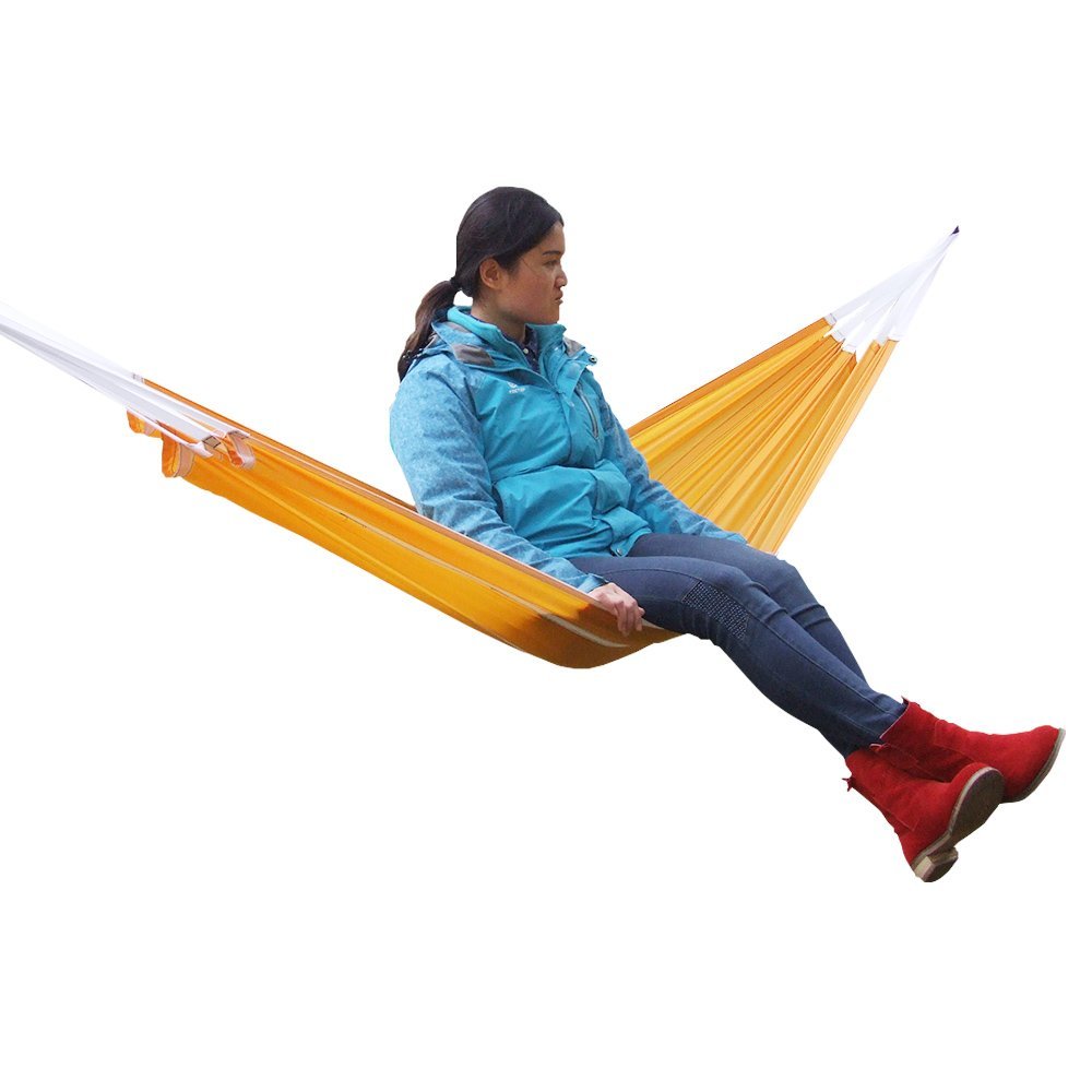 Ultralight single hammock, outdoor&camping tool, Breathable, Lightweight nylon Parachute construction, 71in28.3in,Green and orange (orange)
