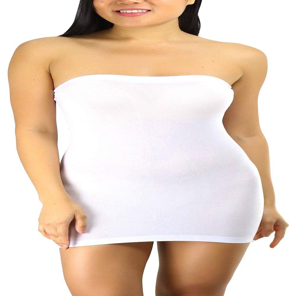 ToBeInStyle Womens Sexy Novelty Sheer Strapless Slip Dress - White