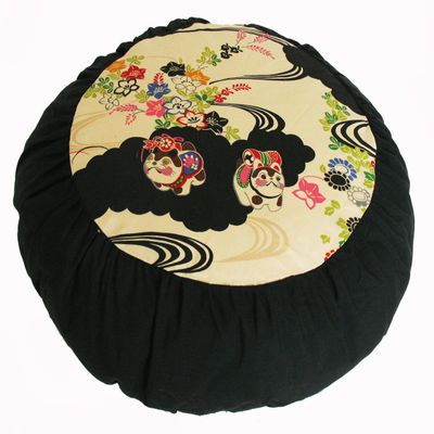 Boon Decor Meditation Cushion Zafu Buckwheat Pillow - Heavenly Kitties - Kimono Japanese Lucky Cats