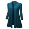 LL WSK1048 Women's Solid Casual Long Sleeve Open Front Long Cardigan XL Teal view 1