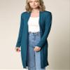 LL WSK1048 Women's Solid Casual Long Sleeve Open Front Long Cardigan XL Teal view 2