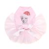 Jack Russell Terrier with Santa Hat - Bling Rhinestone Christmas Dog tutu Dress, XL Pink view 1