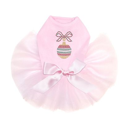 Red, Green, & Gold Christmas Ornament - Bling Rhinestone Christmas Dog Tutu Dress, 2XL Pink