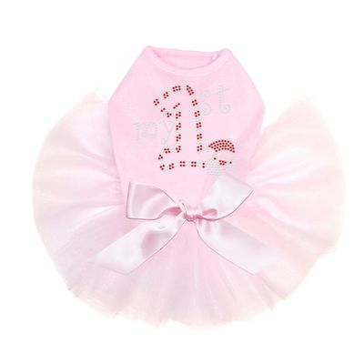 My First Christmas- Bling Rhinestone Christmas Dog Tutu Dress, 2XL Pink