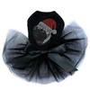 Pug with Santa Hat - Bling Rhinestone Christmas Dog Tutu Dress, XL Black view 1