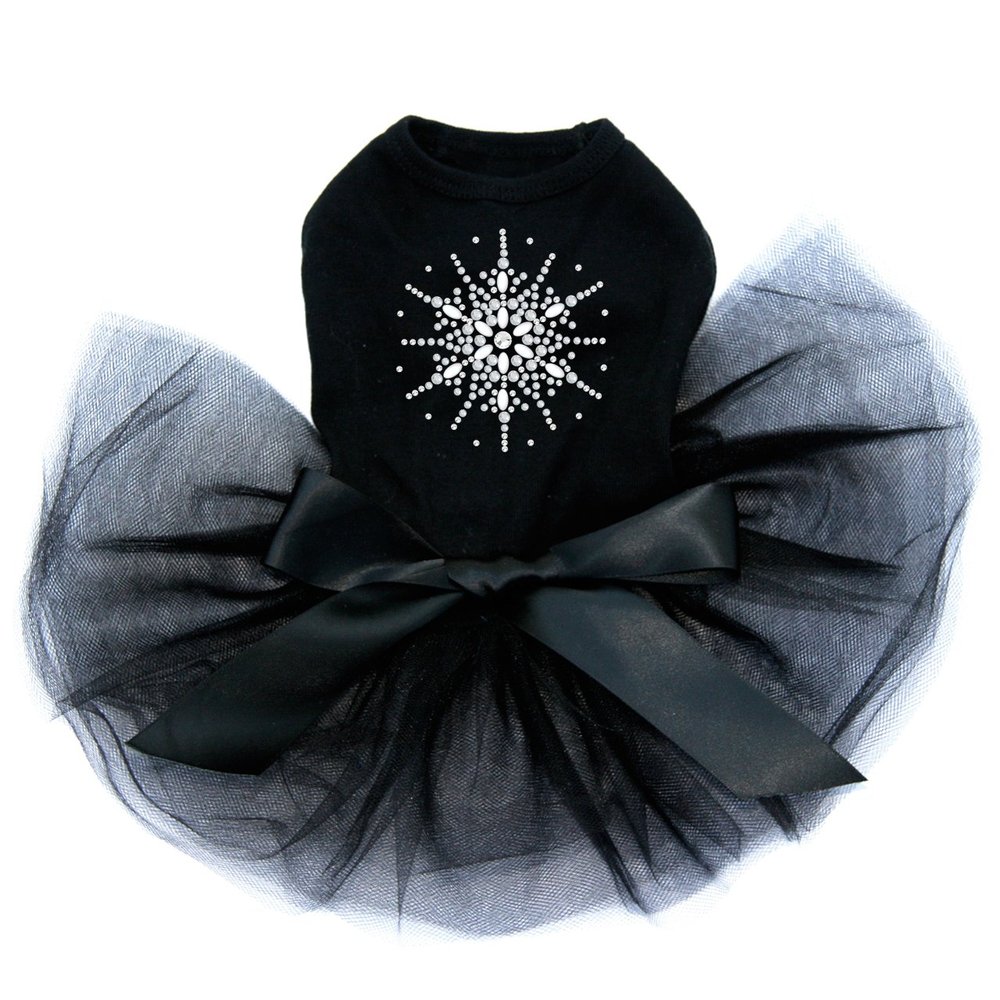 Snowflake #2 - Bling Rhinestone Christmas Dog Tutu Dress, XS Black