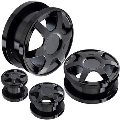 MoDTanOiz 5/8 Gauge Gauges 5/8 16mm Ear Plugs Plug Flesh Tunnels Tunnel 2g 0g 00g 0 00 1/2 Weight Men Women Ears Steel Stone Wood Earrings Silicone Black 00 gauge 5/8 16mm