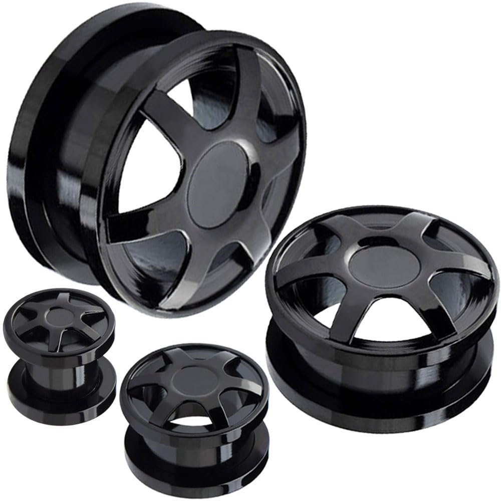 MoDTanOiz 5/8 Gauge Gauges 5/8 16mm Ear Plugs Plug Flesh Tunnels Tunnel 2g 0g 00g 0 00 1/2 Weight Men Women Ears Steel Stone Wood Earrings Silicone Black 00 gauge 5/8 16mm