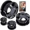 MoDTanOiz 5/8 Gauge Gauges 5/8 16mm Ear Plugs Plug Flesh Tunnels Tunnel 2g 0g 00g 0 00 1/2 Weight Men Women Ears Steel Stone Wood Earrings Silicone Black 00 gauge 5/8 16mm view 2