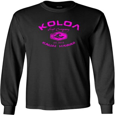 Joe's USA Koloa Surf Vintage Logo Heavy Cotton Long Sleeve T-Shirt - 3XL - Black/Pink
