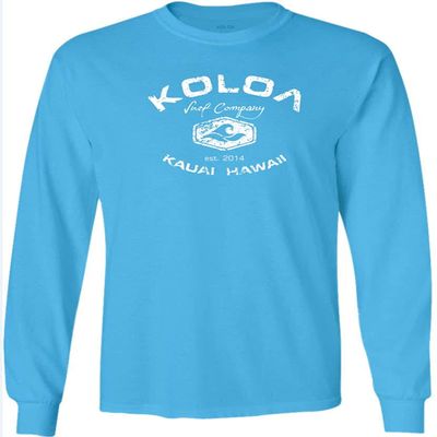 Joe's USA Koloa Surf Vintage Logo Heavy Cotton Long Sleeve T-Shirt - M - Aquatic/w