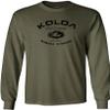 Joe's USA Koloa Surf Vintage Logo Heavy Cotton Long Sleeve T-Shirt (Military Green - Black Logo, Medium) view 1