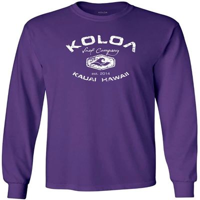 Joe's USA Koloa Surf Vintage Logo Heavy Cotton Long Sleeve T-Shirt (Purple, 5XL)