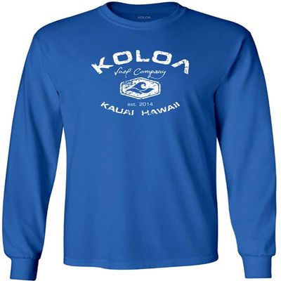 Joe's USA Koloa Surf Vintage Logo Heavy Cotton Long Sleeve T-Shirt - 2XL - Royal/w