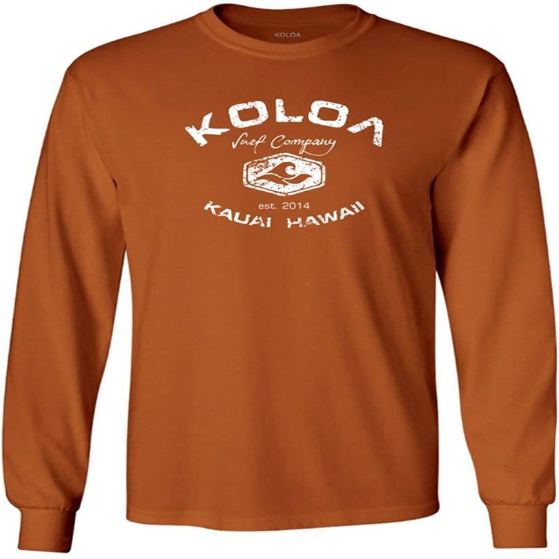 Joe's USA Koloa Surf Vintage Logo Heavy Cotton Long Sleeve T-Shirt - M - TexasOrange/w