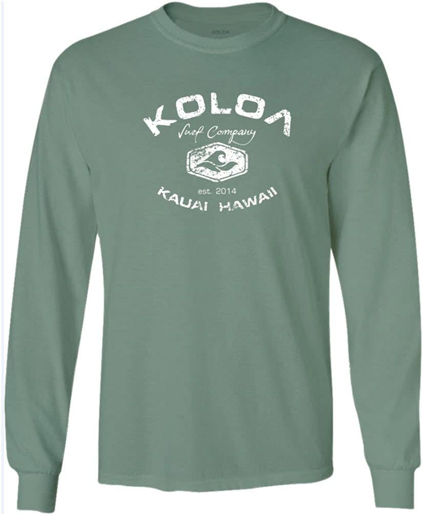 Joe's USA Koloa Surf Vintage Logo Heavy Cotton Long Sleeve T-Shirt - 3XL - StoneGreen/w