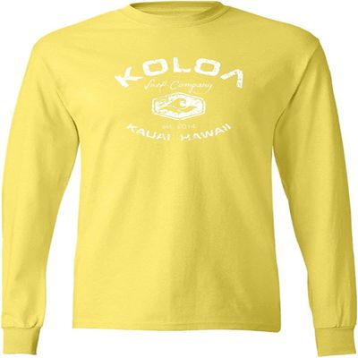 Joe's USA Koloa Surf Vintage Logo Heavy Cotton Long Sleeve T-Shirt - 4XL - Yellow/w