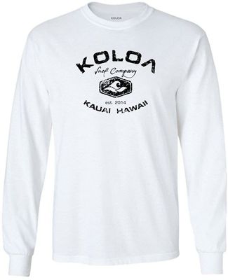 Joe's USA Koloa Surf Vintage Logo Heavy Cotton Long Sleeve T-Shirt - 4XL - White/b