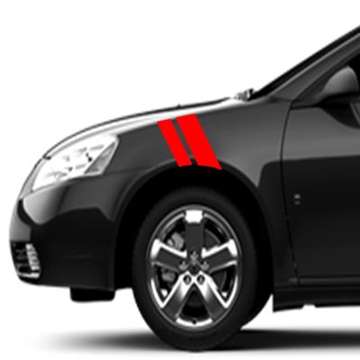 2 and 3 Inch Fender Hash Mark Bars Vinyl Racing Stripes Graphic Decals, Fits Pontiac G6, G8 and Most Cars, Both Sides, Red