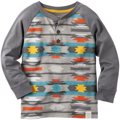Carter's Boys Knit Polo Henley, Print, 5