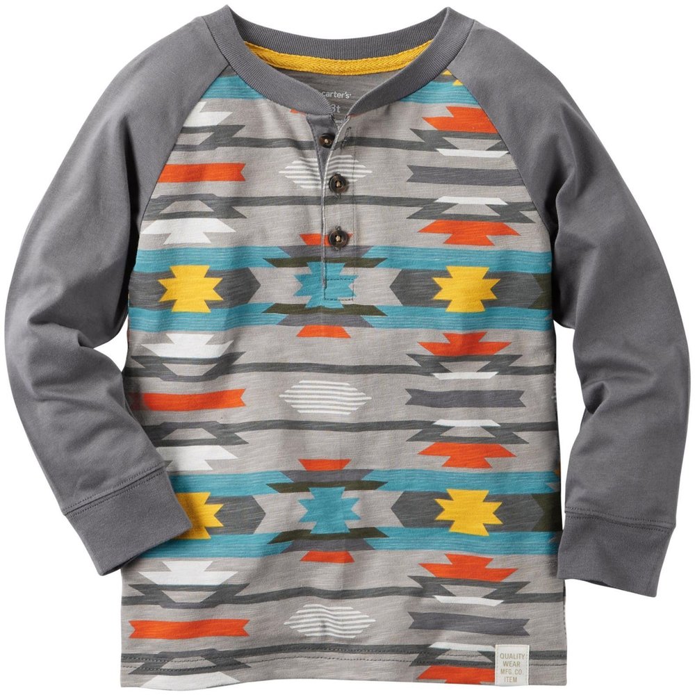 Carter's Boys Knit Polo Henley, Print, 5