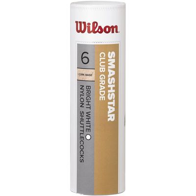Wilson Smashstar Tube Shuttlecocks 77 (Medium Speed), White, Pack of 6