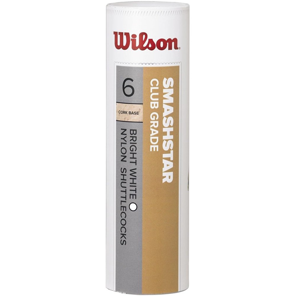 Wilson Smashstar Tube Shuttlecocks 77 (Medium Speed), White, Pack of 6