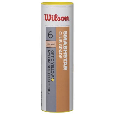 Wilson Smashstar Tube Shuttlecocks 77 (Medium Speed), Yellow, Pack of 6