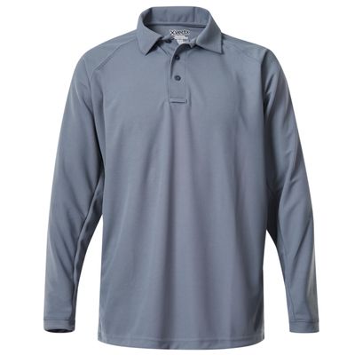 Vertx Mens Tactical Polo Shirt, Long Sleeve T-Shirt, Breathable, Moisture-Wicking, Outdoor Performance Tactical Clothing for Active Missions, Police, Security, Relaxed Fit, Grey, X-Small