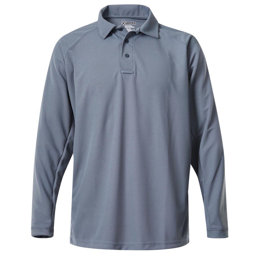 Vertx Mens Tactical Polo Shirt, Long Sleeve T-Shirt, Breathable, Moisture-Wicking, Outdoor Performance Tactical Clothing for Active Missions, Police, Security, Relaxed Fit, Grey, X-Small