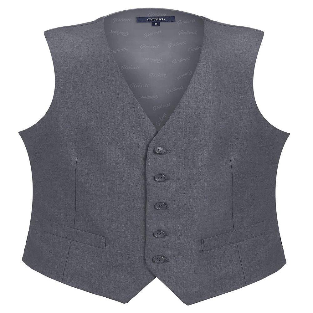 Gioberti Men's Formal Suit Vest Fit for Business or Casual Dress, Gray, X-Small