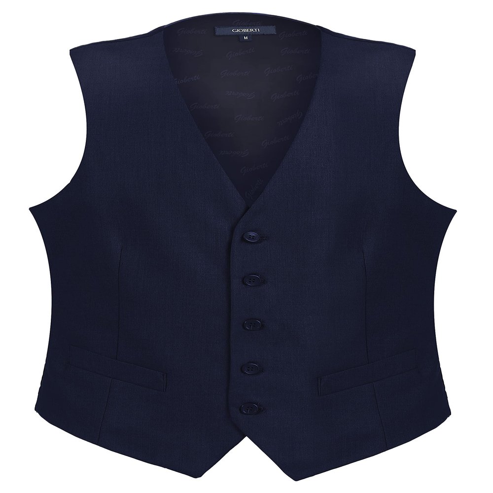 Gioberti Men's Formal Suit Vest Fit for Business or Casual Dress, Navy, X-Small