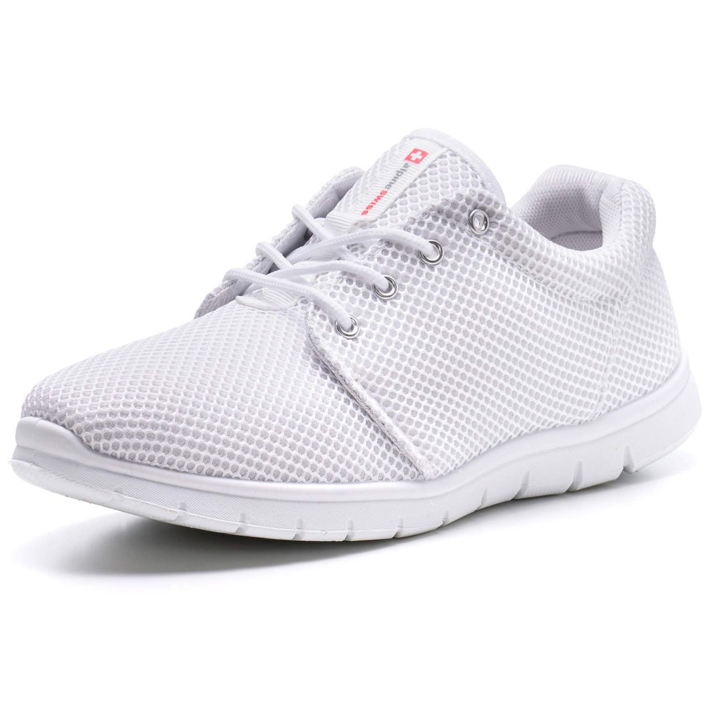 Alpine Swiss Kilian Fashion Sneakers Lightweight Trainers Lace Up Casual Shoes, 12 D(M) US, White