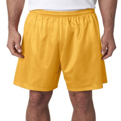 A4 N5293 - Adult 7" Inseam Lined Tricot Mesh Shorts Gold