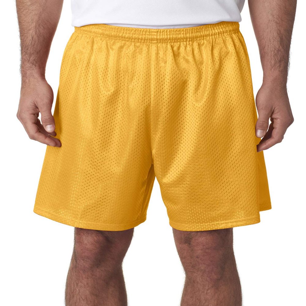 A4 N5293 - Adult 7" Inseam Lined Tricot Mesh Shorts Gold