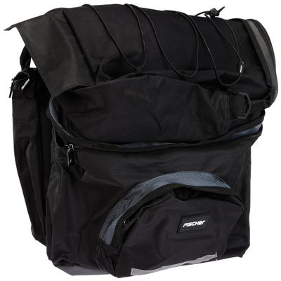 fischer - Unisex Bag for Bicycle Luggage Rack, Black, 39 x 44 x 9 cm, 58 Liter