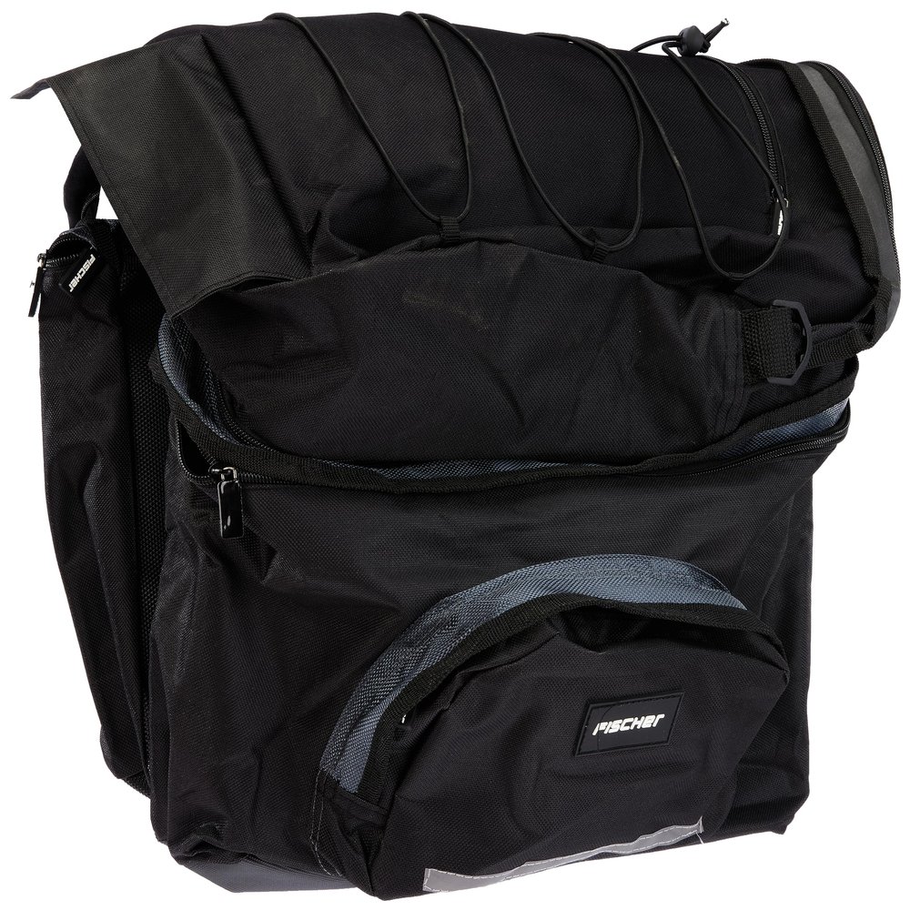 fischer - Unisex Bag for Bicycle Luggage Rack, Black, 39 x 44 x 9 cm, 58 Liter