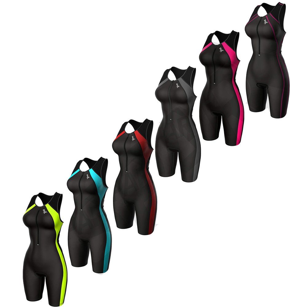 Sparx Women Triathlon Suit Tri Short Racing Cycling Swim Run (Black/Pink, Large)