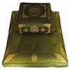 Boon Decor Meditation Cushion Set Rectangular Zafu Pillow Zabuton - Silkscreen Sacred Symbol Lotus Enlightenment Olive Green view 1