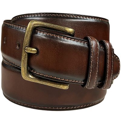 301012 Belts for Men Genuine Leather Dress Belt With Antique Buckle, 1-3/8"(35mm) Wide (Brown, 44.)