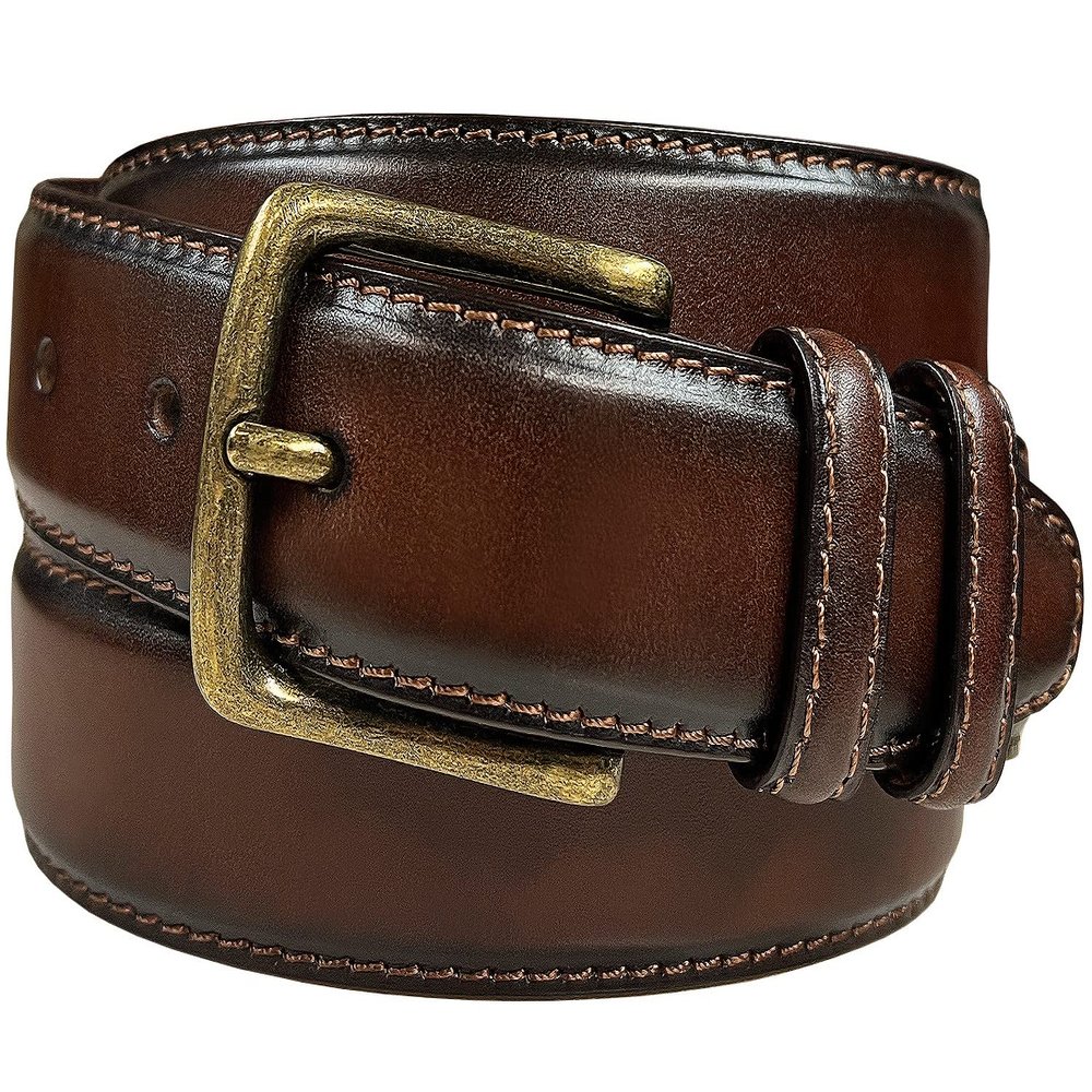 301012 Belts for Men Genuine Leather Dress Belt With Antique Buckle, 1-3/8"(35mm) Wide (Brown, 44.)