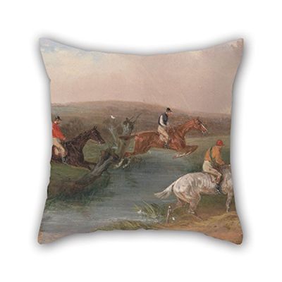 Beautifulseason Throw Pillow Covers Of Oil Painting William J. Shayer - Steeplechasing- The Hurdle 18 X 18 Inches / 45 By 45 Cm,best Fit For Dance Room,him,kids Girls,study Room,kids,car Each Side