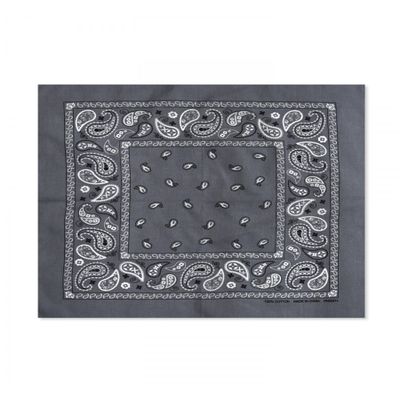 100% Cotton Paisley Bandanas Double Sided Head Wrap Scarf (Charcoal Gray) pack of 12
