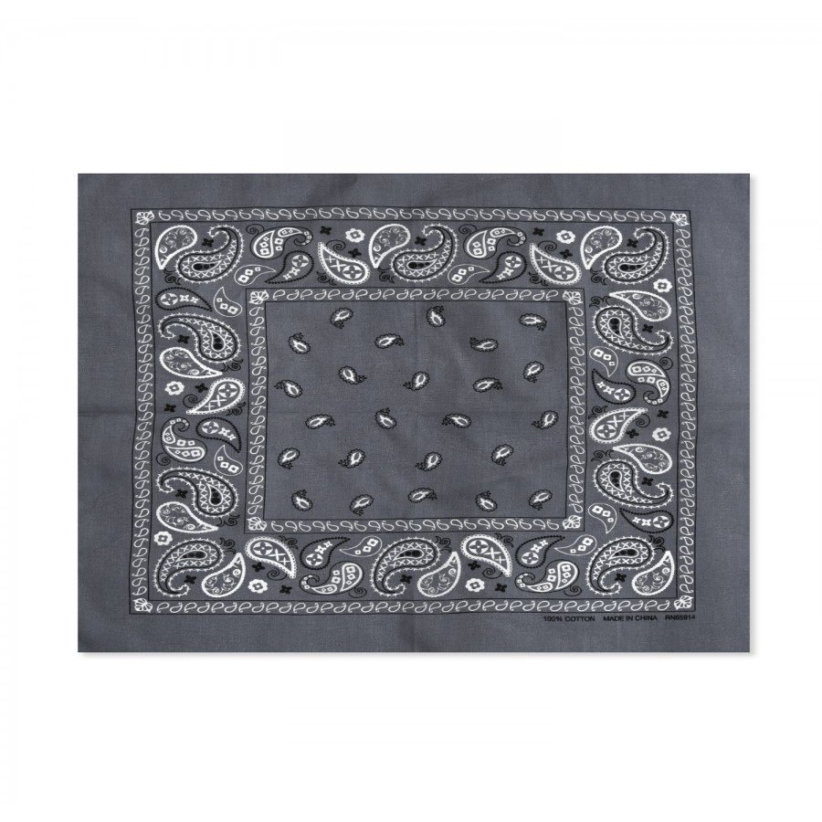 100% Cotton Paisley Bandanas Double Sided Head Wrap Scarf (Charcoal Gray) pack of 12