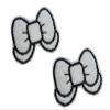 Shimmering Glitter Embroidered Bow Hair Bow Clippie Set for Girls By Funny Girl Designs (White & Black) view 1