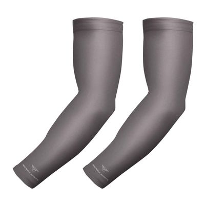 Bucwild Sports 1 Pair Arm Cooling Sun Protection Compression Arm Sleeves - Youth & Adult Sizes - Baseball Basketball Golf Tennis Running (Gray Small/Medium Adult)