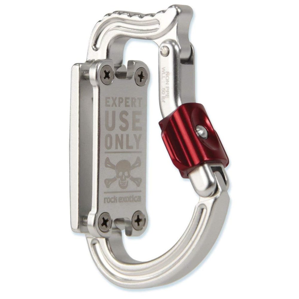 Rock Exotica Transporter Gear & Accessory Carabiner - Heavy Duty Tool Holder with Dual Push-Button Locking Gate for Climbing Harnesses Made in The USA
