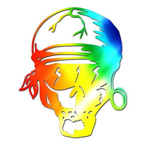 Biker Skull Skeleton - Vinyl Decal Sticker - 12" x 14.5" - Tie Dye